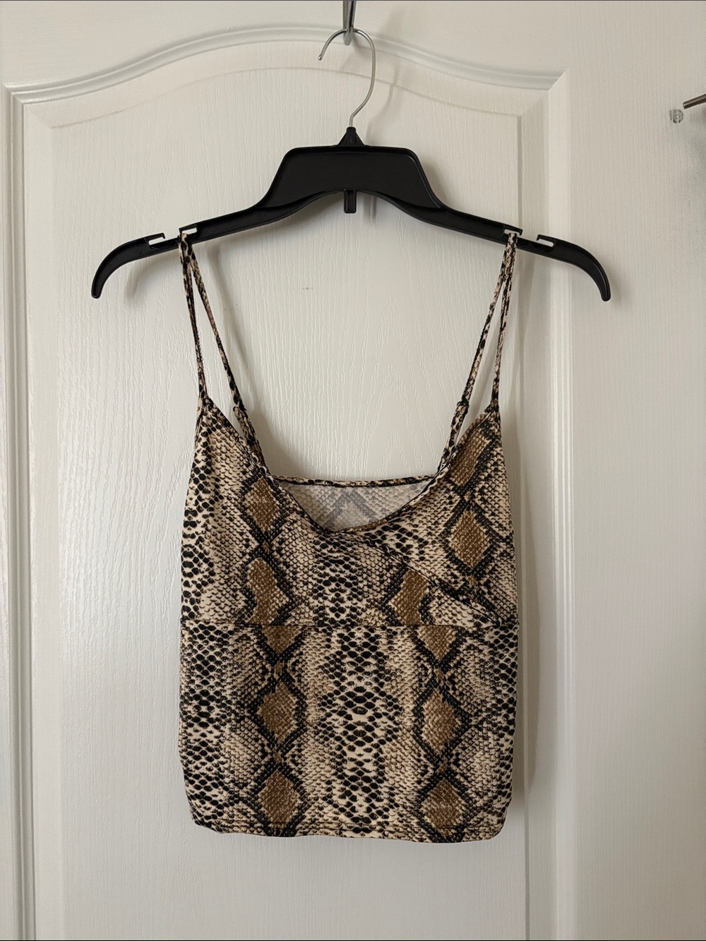 Snake Print Spaghetti Strap Cami - Neutral Brown
